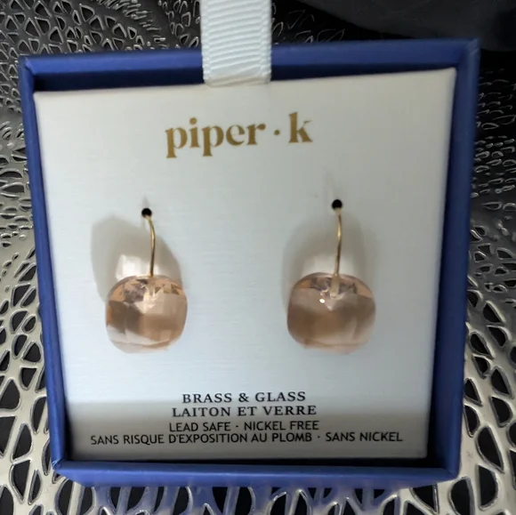 Piper Gold and Pink Brass Earrings - Picture 1 of 1